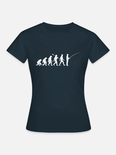 Evolution - Angler - Fische angeln - Frauen T-Shirt - Navy