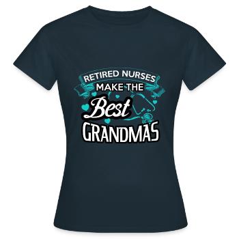 mami t-shirt, retired nurses, make the best grandma - Women's T-Shirt - navy - Front - AI Model Female 172 dark (172cm)