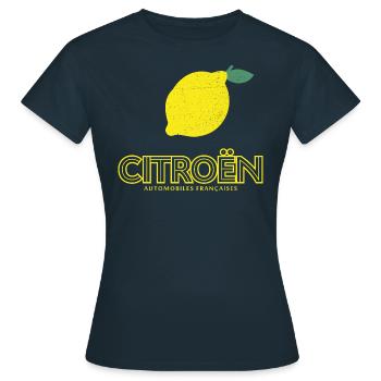 Citroën Zitrone Lustiges Wortspiel - Frauen T-Shirt - Navy - Vorne - AI Model Female 172 dark (172cm)