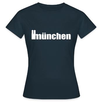 Servus - Gruß aus München - Frauenkirche - Frauen T-Shirt - Navy - Vorne - AI Model Female 172 dark (172cm)