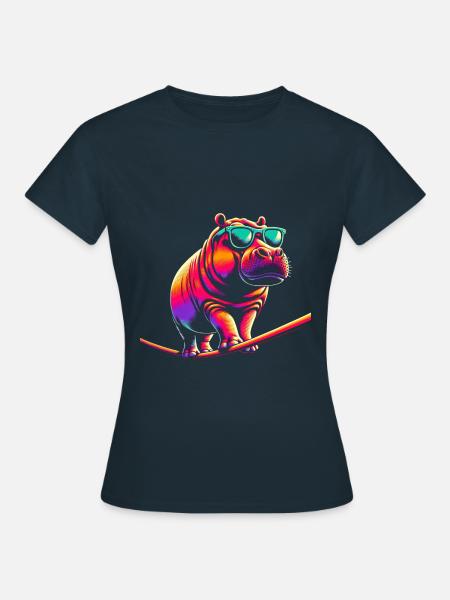 Nilpferd Slackline - Frauen T-Shirt - Navy
