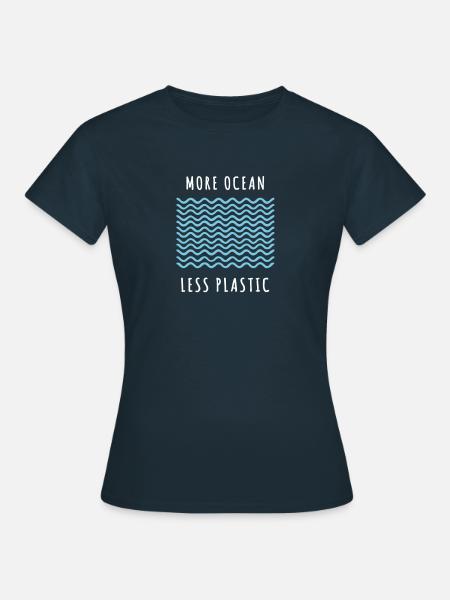 More Ocean less plastic organic T shirt Women Men - Women's T-Shirt - navy