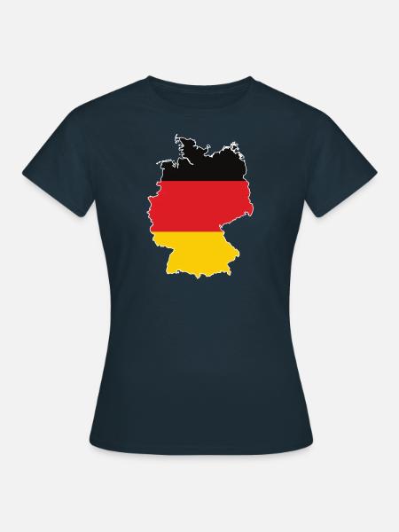 Map of Germany with flag inside - Women's T-Shirt - navy