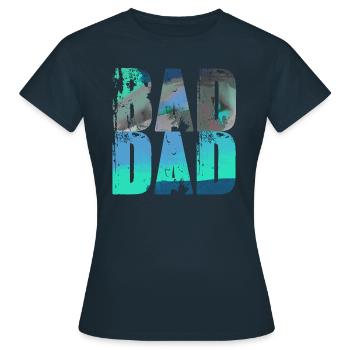 bad dad,dad,graffiti,black,typo,font,colorful - Women's T-Shirt - navy - Front - AI Model Female 172 dark (172cm)
