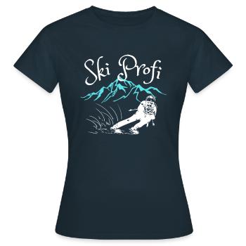 SKI PROFI! LUSTIGES SKI ABFAHRT DESIGN - Frauen T-Shirt - Navy - Vorne - AI Model Female 172 dark (172cm)