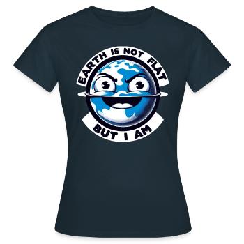 Humour de la Terre plate : satire et blagues ironiques - T-shirt Femme - marine - Devant - AI Model Female 172 dark (172cm)