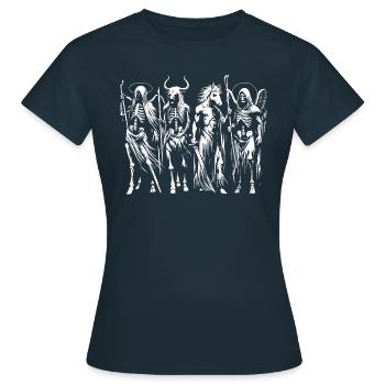 Les Quatre Cavaliers de l’Apocalypse - T-shirt Femme - marine - Devant - AI Model Female 172 dark (172cm)