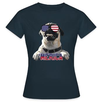 'Merica Mops - cadeau de chien amer - T-shirt Femme - marine - Devant - AI Model Female 172 dark (172cm)