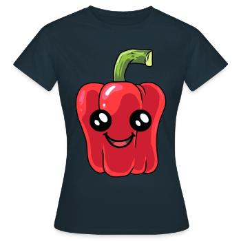 Poivrons Poivrons Légumes Végétarien Cuisiner - T-shirt Femme - marine - Devant - AI Model Female 172 dark (172cm)
