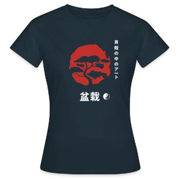 Bonsai arbre Yin et Yang symbole Japon méditation - T-shirt Femme - marine - Devant - AI Model Female 172 dark (172cm)