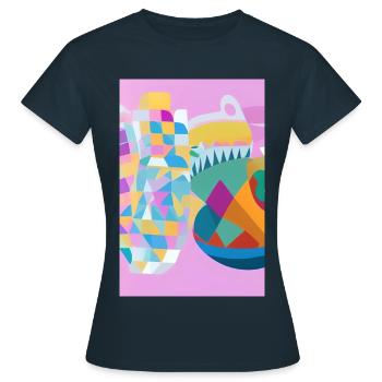 Formen und Muster - Frauen T-Shirt - Navy - Vorne - AI Model Female 172 dark (172cm)