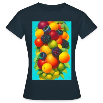Früchte - Frauen T-Shirt - Navy - Vorne - AI Model Female 172 dark (172cm)