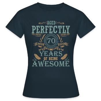 70th birthday - Women's T-Shirt - navy - Front - AI Model Female 172 dark (172cm)