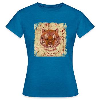 TIGER PRINT - Women's T-Shirt - antique blue sapphire heather - Front - AI Model Female 172 dark (172cm)