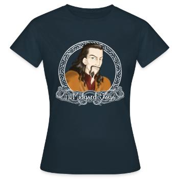 La saga Midgard - Loki cadre blanc - T-shirt Femme - marine - Devant - AI Model Female 172 dark (172cm)