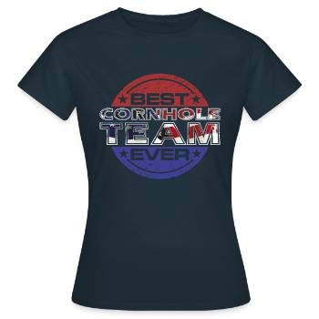 Best Cornhole Team ever Sport Fun Beer - Women's T-Shirt - navy - Front - AI Model Female 172 dark (172cm)