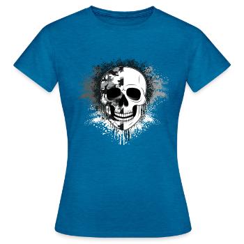 Skull Camouflage, Snow - Women's T-Shirt - antique blue sapphire heather - Front - AI Model Female 172 dark (172cm)