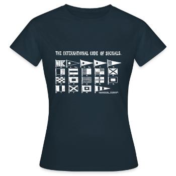 Signal Flagge Code Seefahrer - Frauen T-Shirt - Navy - Vorne - AI Model Female 172 dark (172cm)