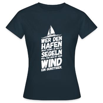 Segeln Segelboot Segelsport Segler Hafen - Frauen T-Shirt - Navy - Vorne - AI Model Female 172 dark (172cm)