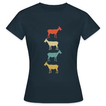 Ziege Ziegenbock Bunt - Frauen T-Shirt - Navy - Vorne - AI Model Female 172 dark (172cm)