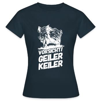 Jäger Jagen Jagd Geiler Keiler Versaut - Frauen T-Shirt - Navy - Vorne - AI Model Female 172 dark (172cm)