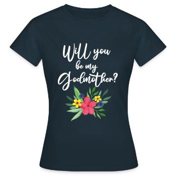 Aimeriez-vous être ma marraine Suisse baptême - T-shirt Femme - marine - Devant - AI Model Female 172 dark (172cm)