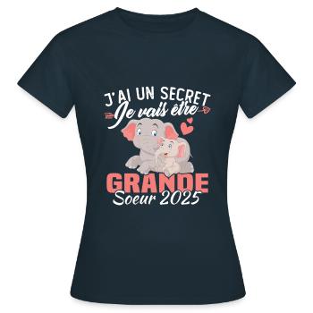Ich habe ein Geheimnis: Ich werde Big Sister 2025 sein - Frauen T-Shirt - Navy - Vorne - AI Model Female 172 dark (172cm)