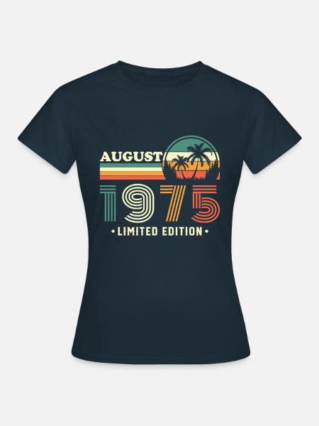 Augustus 1975 Retro Vintage verjaardagscadeau - Vrouwen T-shirt - navy