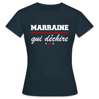 Marraine qui déchire, idée cadeau marraine - T-shirt Femme - marine - Devant - AI Model Female 172 dark (172cm)
