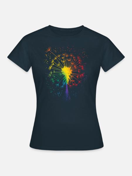 Pusteblume Tattoo Dandelion Regenbogen Löwenzahn - Frauen T-Shirt - Navy
