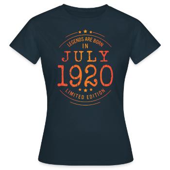 Geburtstag Juli 1920 Limited Edition Vintage - Frauen T-Shirt - Navy - Vorne - AI Model Female 172 dark (172cm)