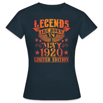 Geburtstag Mai 1920 Limited Edition Vintage - Frauen T-Shirt - Navy - Vorne - AI Model Female 172 dark (172cm)