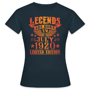 Geburtstag Juli 1920 Limited Edition Vintage - Frauen T-Shirt - Navy - Vorne - AI Model Female 172 dark (172cm)