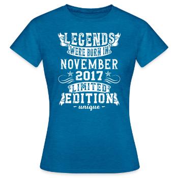 Geburtstag November 2017 Jahr Limited Edition - Frauen T-Shirt - Antikblaues Saphir meliert - Vorne - AI Model Female 172 dark (172cm)