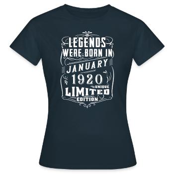 Geburtstag Januar 1920 Jahr Limited Edition - Frauen T-Shirt - Navy - Vorne - AI Model Female 172 dark (172cm)