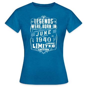 Birthday June 1940 Year Limited Edition - Women's T-Shirt - antique blue sapphire heather - Front - AI Model Female 172 dark (172cm)