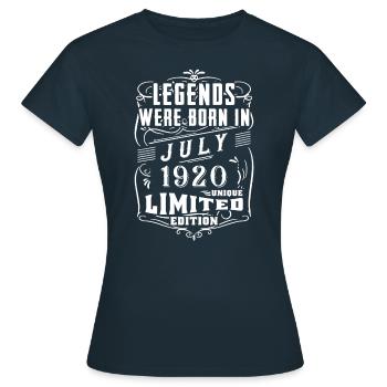 Geburtstag Juli 1920 Jahr Limited Edition - Frauen T-Shirt - Navy - Vorne - AI Model Female 172 dark (172cm)