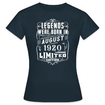 Geburtstag August 1920 Jahr Limited Edition - Frauen T-Shirt - Navy - Vorne - AI Model Female 172 dark (172cm)