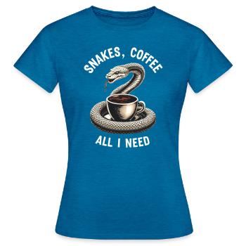 Lustiges Schlangen Kunst Schlange Kaffee Reptilien - Frauen T-Shirt - Antikblaues Saphir meliert - Vorne - AI Model Female 172 dark (172cm)
