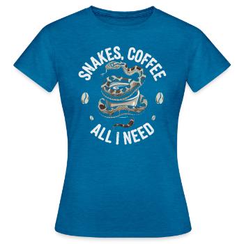 Lustiges Schlangen Kunst Schlange Kaffee Reptilien - Frauen T-Shirt - Antikblaues Saphir meliert - Vorne - AI Model Female 172 dark (172cm)