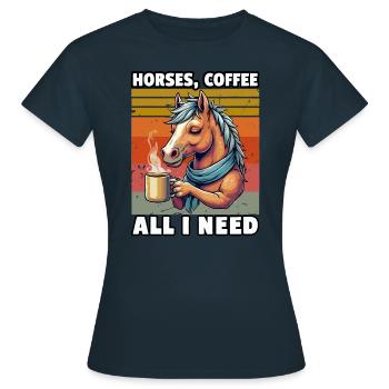 Lustiges Pferd Kunst Pferdebesitzer Pferde Kaffee - Frauen T-Shirt - Navy - Vorne - AI Model Female 172 dark (172cm)