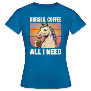 Lustiges Pferd Kunst Pferdebesitzer Pferde Kaffee - Frauen T-Shirt - Antikblaues Saphir meliert - Vorne - AI Model Female 172 dark (172cm)