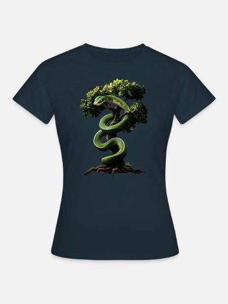 Grüner Baumpython Schlangen Liebhaber Terrarium - Frauen T-Shirt - Navy