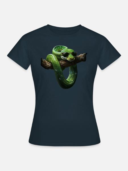 Grüner Baumpython Schlangen Liebhaber Terrarium - Frauen T-Shirt - Navy