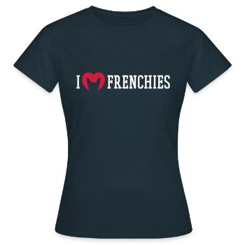 I love Frenchies - Frauen T-Shirt - Navy - Vorne - AI Model Female 172 dark (172cm)