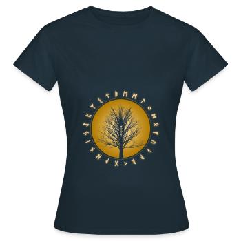 Yggdrasil knot tree Lebensbaum Walhalla - Women's T-Shirt - navy - Front - AI Model Female 172 dark (172cm)