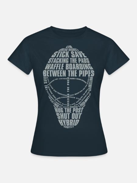 Hockey-Tormann-Maske (Lichtfarbe-Design) - Frauen T-Shirt - Navy