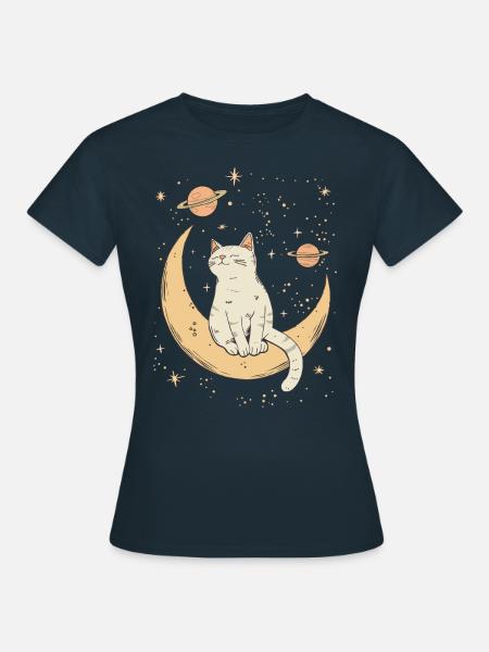 Moon Cat - Frauen T-Shirt - Navy