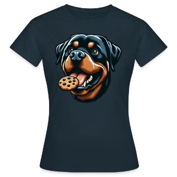 Rottweiler avec hamburger et biscuit - T-shirt Femme - marine - Devant - AI Model Female 172 dark (172cm)