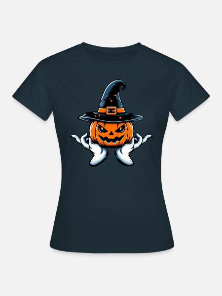 Halloween Kürbis Hexenhut Gruselig - Frauen T-Shirt - Navy